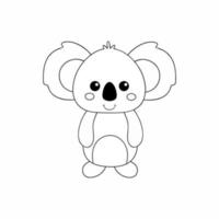 Koala drawn with a contour. Drawing a Koala with a black line. Vector coloring book for kids. Tasks for child development.