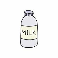una lata de leche dibujada en estilo doodle. Ilustración de contorno vectorial para productos lácteos. vector
