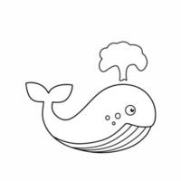 A whale drawn with a contour. Drawing a whale with a black line. Vector coloring book for kids.