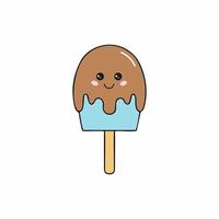 helado en glaseado de chocolate. ilustración divertida para imprimir en almohadas, fundas de un cuaderno. ropa infantil con estampado de moda. vector