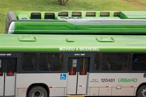 Brasilia, DF Brazil, November 25, 2021 The Newly Installed Biodiesel Powered Buses that are now in Service in Brasilia photo
