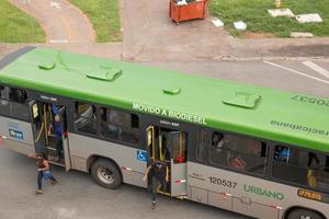 Brasilia, DF Brazil, November 25, 2021 The Newly Installed Biodiesel Powered Buses that are now in Service in Brasilia photo