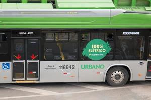 Brasilia, DF Brazil, November 25, 2021 The new modern Electric Buses being used in the Capital City of Brazil photo