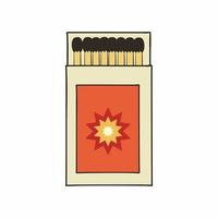 A matchbox with matches. Vector flat illustration on a white background.