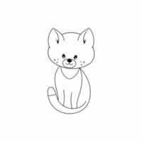 Coloring book for children with a picture of a cat. A kitten drawn with a black contour line. Animals for children. Cards with Pets.