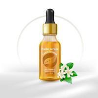 tratamiento facial suero blanqueador ácido natural restaurar suero facial antienvejecimiento. diseño de productos para su uso en publicidad. producto aislado en un fondo blanco. vector