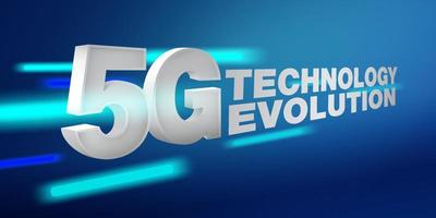 5G technology network evolution concept, high speed connection For downloading games, videos and music on a dark blue background. EPS file. vector