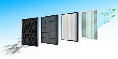 Efficient air filtration technology Prevent small dust, virus, bacteria. Air filter layer in air conditioners, cars, air filters. For maximum efficiency and good health.Realistic vector file.