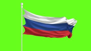 Russia Flag Waving and Fluttering in front of a green screen, flag animation on a green screen video