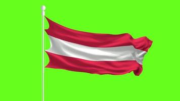 Austria Flag Waving and Fluttering in front of a green screen, flag animation on a green screen video