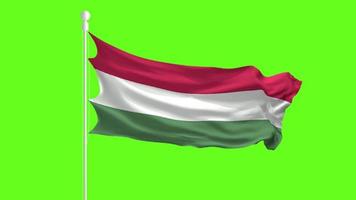 Hungary Flag Waving and Fluttering in front of a green screen, flag animation on a green screen video