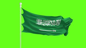 Saudi Arabia Flag Waving and Fluttering in front of a green screen, flag animation on a green screen video