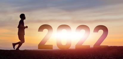 Runner Running to 2022 year concept 2022 road to 2022, 2022 happy new year photo