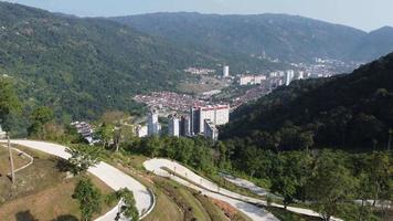 Aerial view iconic hill winding road video