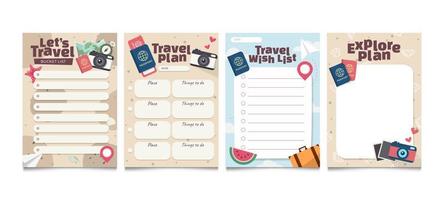 Set of Bucket List For Travel Template vector