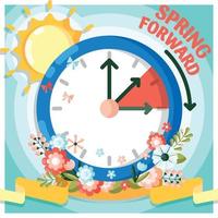 Premium Vector  Daylight saving time march 12 2023 concept clock set to an  hour ahead spring forward summer time