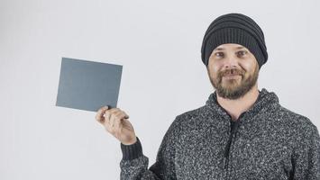 Hipster Man On A White Background photo