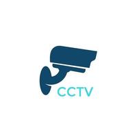 icono de cámara cctv en blanco, vector