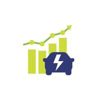 electric car, ev growth icon with graph vector