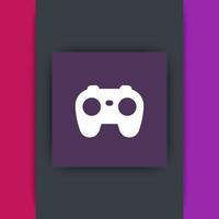 gamepad icon, video gaming, games, cybersport square flat icon, vector illustration