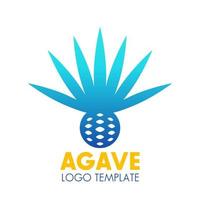 Agave plant, flower logo template over white vector