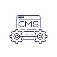 cms, icono de línea de gestión de contenido vector