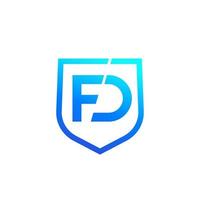 FD letters, logo design with a shield vector