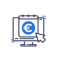 icono de calendario financiero con euro vector