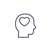 Head and heart line icon vector