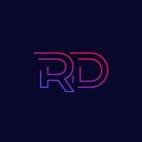 Diseño de logotipo de letras rd, vector de línea