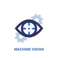 Machine vision icon with gears vector