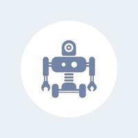Robotics icon, robot, mechanical engineering, AI isolated icon, vector illustration