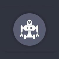 Robotics icon, mechanical engineering, artificial intelligence, robot round flat icon, vector illustration