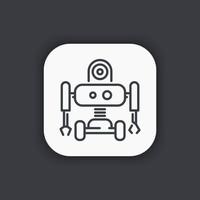 icono de línea de robótica, pictograma de robot, ingeniería mecánica vector