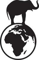 Elephant on Earth globe silhouette vector
