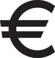 Euro currency symbol. Black silhouette euro sign