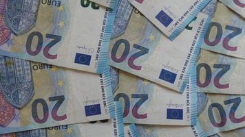 Background from money, banknotes of 20 euros. photo