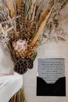 elegant wedding bouquet of dried wildflowers
