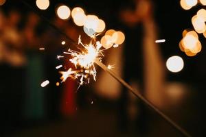 sparklers at the wedding of the newlyweds photo