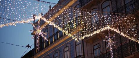 Christmas decorations on the streets of Lisbon, Portugal