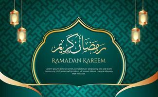 Ramadan Kareem beautiful greeting card with arabic calligraphy which means ''Ramadan kareem '' islamic background with islamic ornament and mosaic pattern suitable also for Eid Mubarak. vector