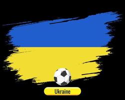 Ukraine state flag with football. color brush art. vector