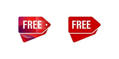 Free Label with gradient red color. Tag, stamp, sign, sticker, symbol, or badge vector illustration