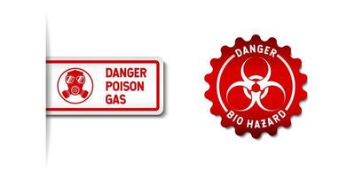 Gas Mask Sticker. Danger gas poison label, sign, or logo. On gradient red and white color. Premium and luxury vector illustration template