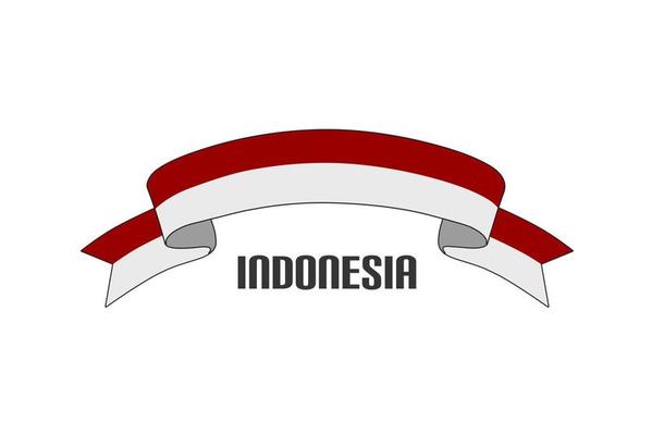 text frame ribbon design, with indonesian flag background