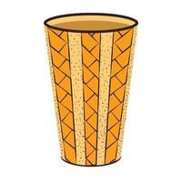 Ceramic orange glass with Scandinavian pattern vector