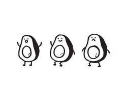 Set of cute avocado characters vector