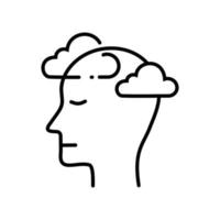 una ilustración de icono de la mente humana. una ilustración simple que representa aspectos de salud mental adecuados para el diseño de interfaz de usuario ux. un icono de persona sombría. vector