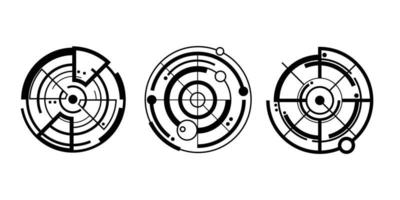 modern target illustration in various styles. creative target formed in a futuristic or cyber style suitable for digital gaming. circles target isolated on white. vector