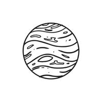 a planet illustration in uncolored outline. simple hand drawn drawing of a single space object. a doodle vector isolated on white for outer space theme design.